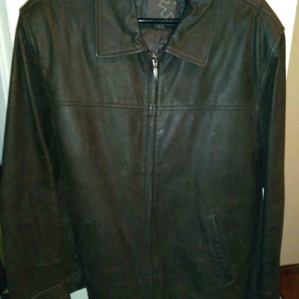 Mens brown Celio Casual leather jacket says size L